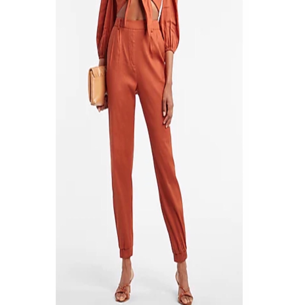 EXPRESS NWT High Waisted Linen-Blend Pull-On Copper Ankle Pant in size small.